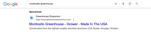 Greenhouse Emporium Sponsored ads