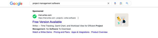 Wrike Google Search Ad